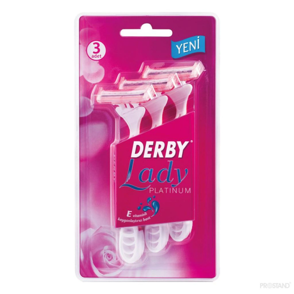 DERBY LADY PLATINUM Aparate de ras de unică folosință, 2 lame, 3 buc., blister roz