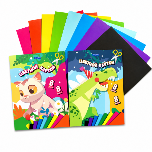 Set carton colorat 8 coli, carton creativ multicolor, desen si decoratiuni