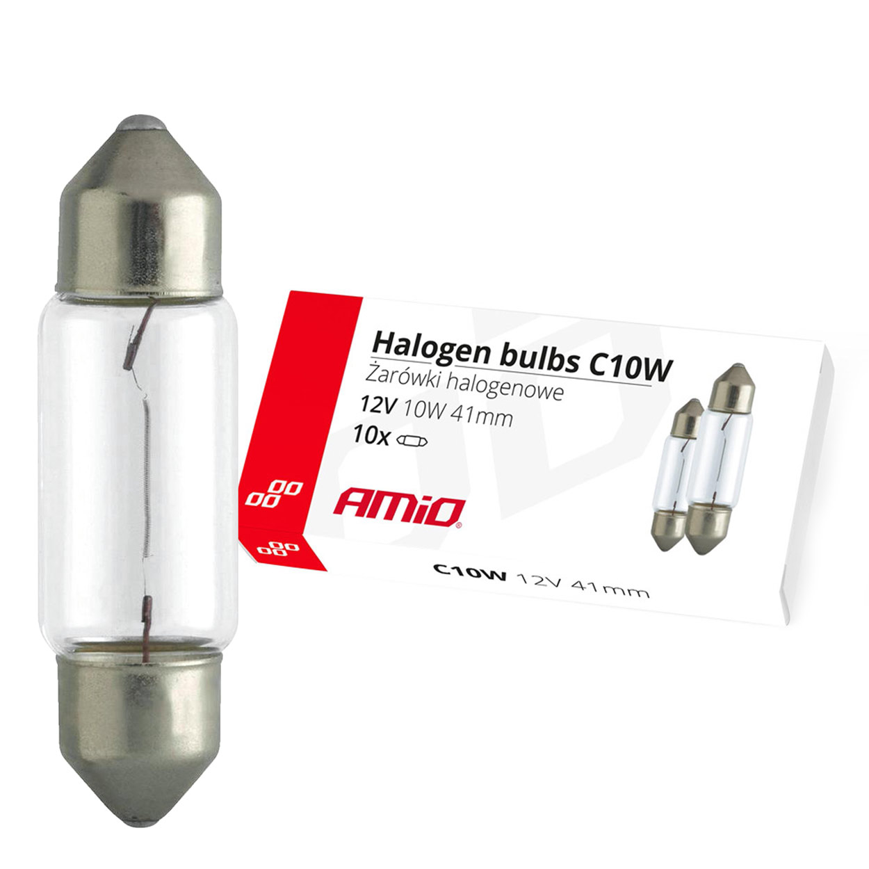 02557 Bec halogen 1 buc/ C10W Festoon SV 8.5-8 41mm 12V (10pcs)