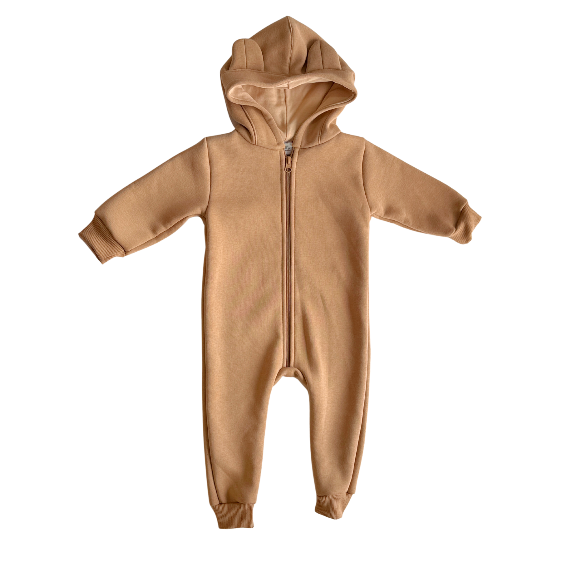 Salopeta din tricot cu gluga Fara picioare, Bej Deschis 12-18 luni
