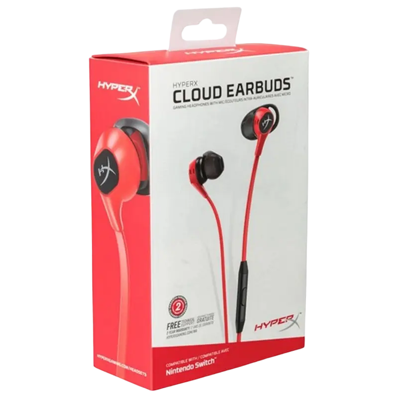 Căști gaming HyperX Cloud Earbuds II, Cu fir, Roșu