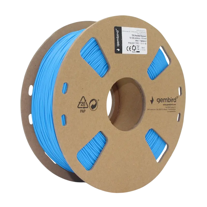 Filament pentru imprimantă 3D Gembird 3DP-TPE1.75-01-B, TPE, Albastru, 1.75 mm, 1kg