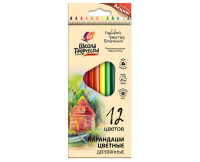 Creioane color Scoala Creatie din lemn triunghiular 12 cul  30C 1806-08  Луч