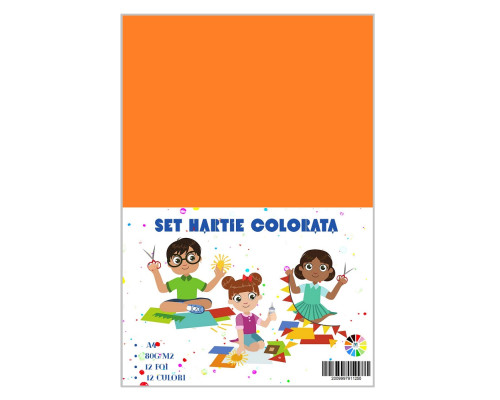 Set hartie colorata A4 12 coli, 12 culori, 80g/mp, hartie pentru craft DIY