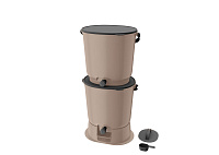 Set coșuri pentru compostare Bokashi Organko Essential Cappuccino + bază, 15.3L x 2