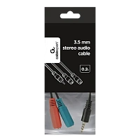 Audio Adaptor Cablexpert CCA-417, 3.5mm 4-pin (M) - 2x 3.5mm 3-pin (F), 0,2m, Negru