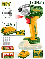 Mașină de înșurubat cu impact (șurubelniță) cu acumulator 20V 170Nm + 2 ac.; Jadever