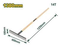 Greblă pentru pietriș cu mâner lung 1380mm JDXW1314 Jadever