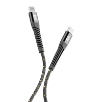 Cablu de încărcare și date Cellularline Strong Cable, Lightning/USB Type-C, 1,2m, Negru