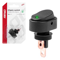 03087 Intrerupator eliptic cu lumina verde 12/24V max 30A ON/OFF BU10