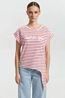 Tricou cu imprimeu și cu decolteu rotund din bumbac