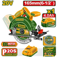 Ferăstrău circular manual cu acumulator 20V 165mm + 1 ac. (4.0Ah); Jadever