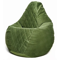 Fotoliu BeanBag din velur Maserrati "Romb", marimea "L" culoarea verde