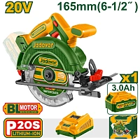 Ferăstrău circular manual cu acumulator 20V 165mm + 1 ac.; Jadever