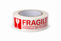 Banda adeziva FRAGILE, 45 mm × 350 m, Handle With Care, banda de avertizare pentru ambalare colete fragile