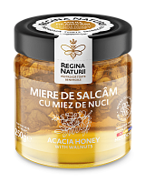Miere de salcâm cu miez de nuci 250g Regina Naturii