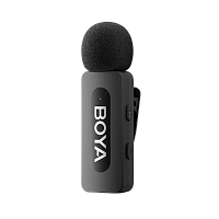 Microfon portabil pentru înregistrare vocală Boya BY-V1 V2.0, Fără fir, Negru