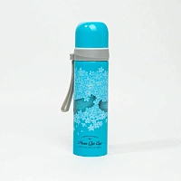 Termos cu cană albastru cu flori 500 ml