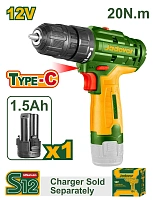 Mașină de găurit și înșurubat cu acumulator 12V 20Nm (2 trepte) + 1 ac.; Jadever