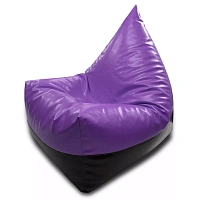 Fotoliu puf Bean Bag piramidă mărimea XL din ecopiele MAX culoarea violetă cu negru