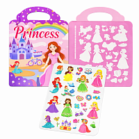Joc educativ stickere reutilizabile Princess, carte activitati fetite, sticker book printese, abtibilduri silicon reutilizabile, jucarie Montessori creativa, joc imaginatie si rol, cadou fete 3+ ani
