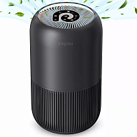 Purificator de aer Evoair, YuvoSpin, Lampă UV-C, Filtru 3in1, True Hepa, Carbon Activ, Pre-filtru, 4 viteze, Funcție Polen/Animale, Mod Noapte, Blocare Ecran, Lumină Ambientală, Negru