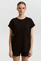 Tricou cu imprimeu și cu decolteu rotund pentru dame