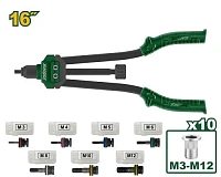 Set clește pentru piulițe nituibile M3-M12 Jadever