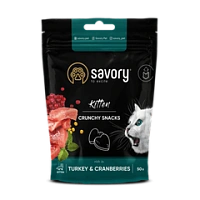 Savory Cats crunchy snacks for kittens with turkey and cranberry 60 g, gustări pentru pisoi, cu curcan și merișoare