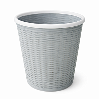 Cos hartii plastic, 28 cm diametru superior, model impletit, rotund, cos pentru gunoi birou, cos deseuri office, usor si rezistent