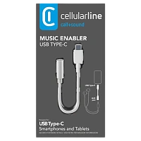 Audio Adaptor Cellularline Music Enabler Type-C, 3.5 mm/USB Type-C, 0,15m, Alb