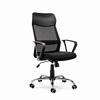 Fotoliu Birou Ergonomic, Spatar Plasa, Baza Cromata, Negru, Reglabil pe Inaltime, 150 kg capacitate
