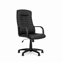 Fotoliu birou directorial Boss KD TILT PL64 ECO-30, scaun office ergonomic, piele ecologica neagra, mecanism balans Tilt, reglabil pe inaltime, baza plastic rezistenta, sustinere pana la 120 kg