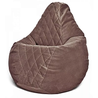 Fotoliu BeanBag din velur Maserrati "Romb", marimea "L" culoare cafenie