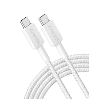 Cablu de încărcare și date Anker A81H5G21, USB Type-C/USB Type-C, 0,9m, Alb