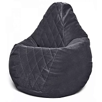 Fotoliu BeanBag din velur Maserrati "Romb", marimea "L" culoarea neagra