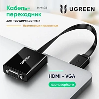 Adaptor Ugreen HDMI - VGA micro USB / audio mini jack 3,5 mm negru (40248)