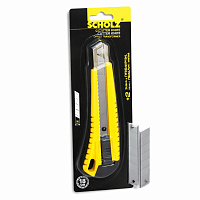 Cutit cutter birou 18 mm Scholz 4502 cu 2 lame rezerva, cutter profesional pentru carton, hartie, folie, cutit utilitar retractabil pentru birou, depozit, DIY