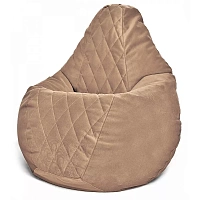 Fotoliu BeanBag din velur Maserrati "Romb", marimea "L" culoare cafea