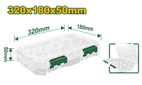 Organizator din plastic (L) cu 13 compartimente 320x180x50 mm Jadever