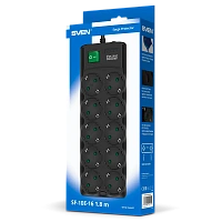 Prelungitor electric SVEN SF-10E-16, 10 Prize, 1,8m, Negru