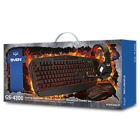 Set Tastatură + Mouse + Mouse Pad + Căști SVEN GS-4300, Cu fir, Negru