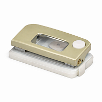 Perforator metalic 4Office 8 cm, 12 file, cu rigla si fixator, 2 gauri, bej, perforator birou compact
