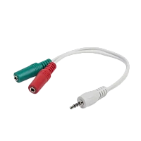 Audio Adaptor Cablexpert CCA-417W, 3.5mm 4-pin (M) - 2x 3.5mm 3-pin (F), 0,2m, Alb